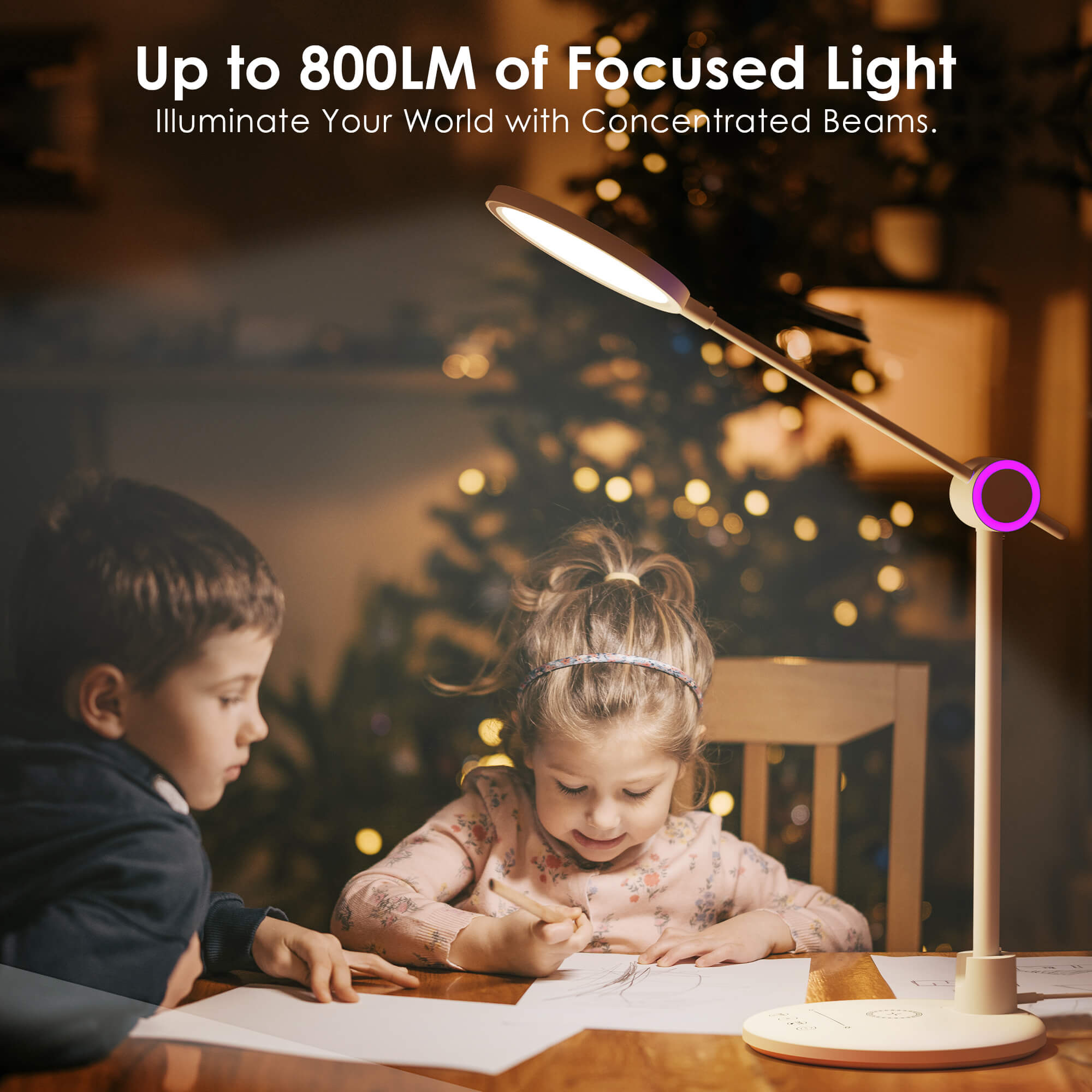 LED Desk Lamp with Wireless Charger, Eye-Caring Table Lamp, Stepless Dimming Modes, 5 Color Modes, Adjustable Swing Arm, Auto-Off Timer, RGB Ambience Night Light, for Home Office & Reading LED Desk Lamp with Wireless Charger, Eye-Caring Table Lamp, Stepless Dimming Modes, 5 Color Modes, Adjustable Swing Arm, Auto-Off Timer, RGB Ambience Night Light, for Home Office & Reading